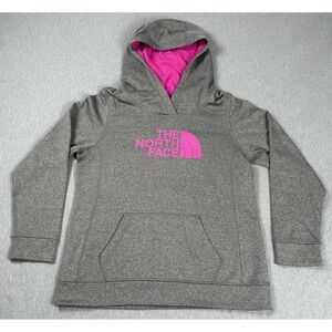 The North Face Women's Half Dome Hoodie Size Large Gray Pink Sweatshirt Pullover